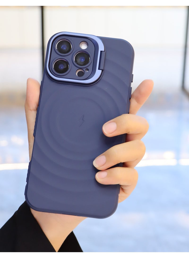 cas:pace Magnetic Phone Case for iPhone 14~16promax, Non-slip and Anti-drop Protective Case with Metal Lens Holder, Compatible with MagSafe - Blue + Two Tempered Films - Image 3