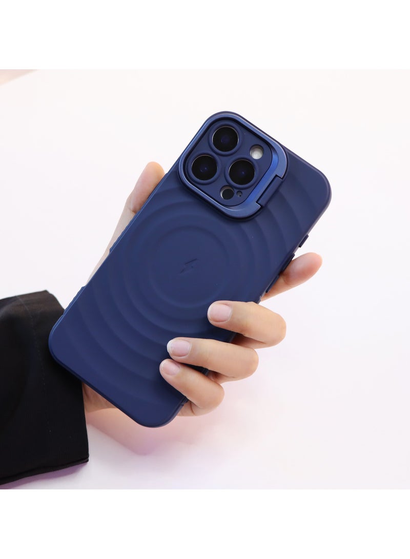 cas:pace Magnetic Phone Case for iPhone 14~16promax, Non-slip and Anti-drop Protective Case with Metal Lens Holder, Compatible with MagSafe - Blue + Two Tempered Films - Image 2