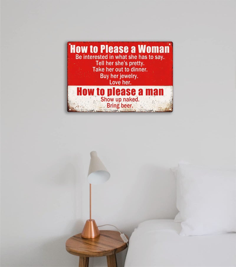 Fmcmly Funny Garage Sign Humor Man Cave Bar Art Decorations, How To Please A Woman And A Man Sign, Vintage Metal Tin Signs Home Kitchen Bedroom Wall Decor 8x12 Inch - Image 5