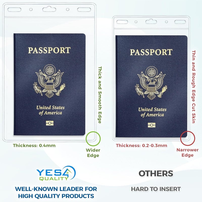 YES4QUALITY - Vertical Passport & ID Badge Holder - 4x6 Inch, 25 Pack - Clear Name Badge Holders for Travel, Work & Events - Zipperless Card Protector for Vaccination Cards, Tickets & Credentials - Image 5