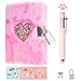PrinBarBee MINI Heart Diary for Girls with Lock and Keys 47x61in Cute Plush Diary Secret Diary Writing Journal Lined Pages Notebook Sequined Design Birthday Gift Set for Kids ages 68 - Image 3