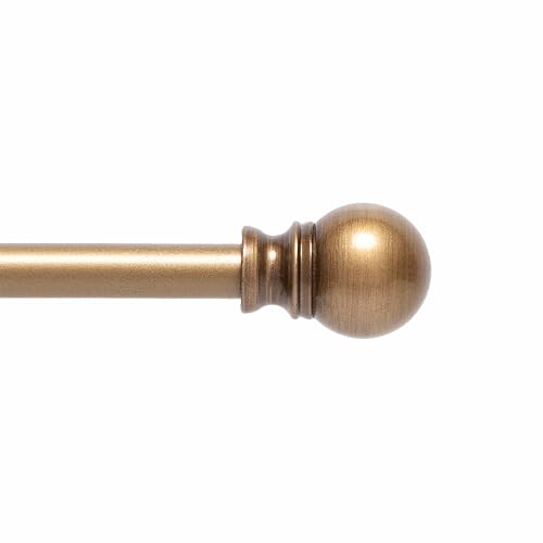 Kenney KN55972 Davenport Ball End Petite Caf Decorative Window Curtain Rod 2848 Adjustable Length Brushed Brass Finish 12 Diameter Steel Tube