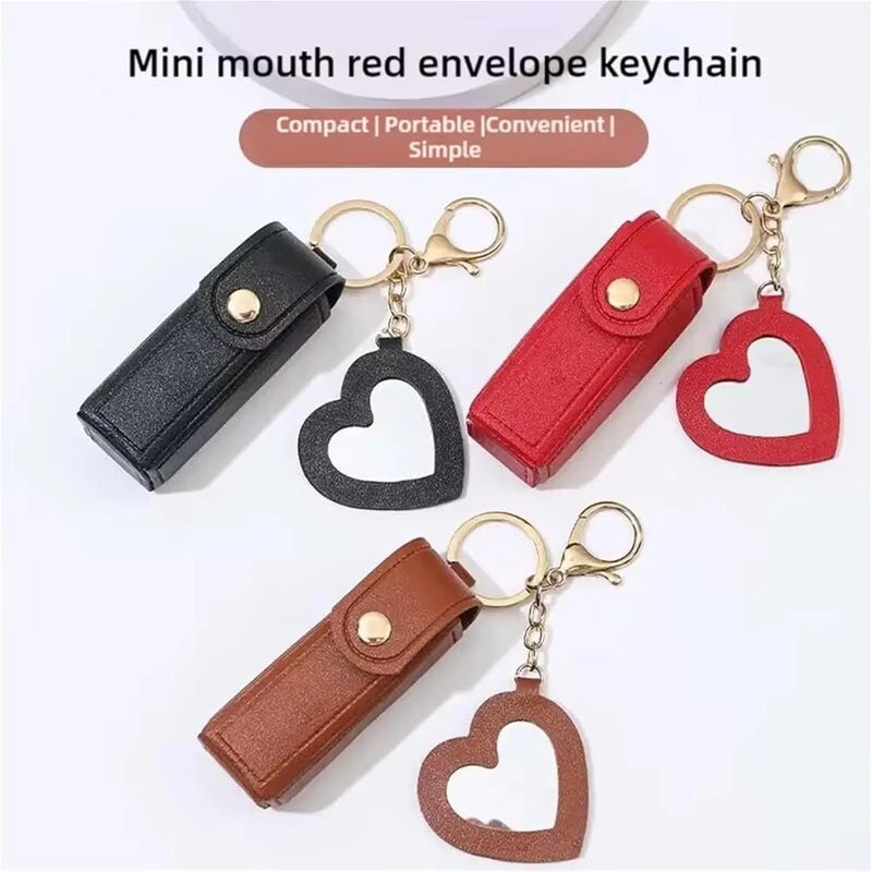 20 PCS Lipstick Bag Mini Bags Keychain PU Leather Lip Gloss(ColorA) - Image 2