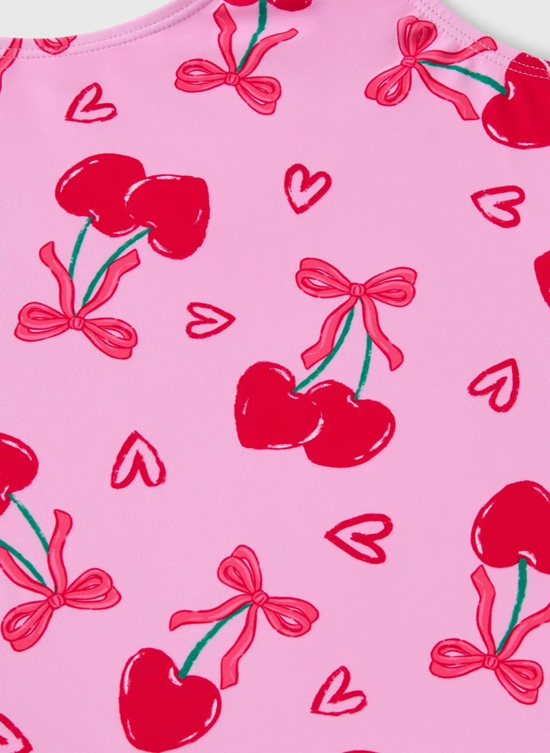 ماتلان ملابس سباحة وردية بالكرز للبنات