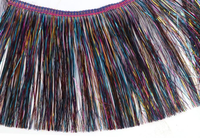 YYCRAFT 6" Wide Tinsel Fringe Tinsel Trim Tinsel Garland Dance Costume Fringe Trimming Shiny Foil Effect Party Decor(10 Yards,Rainbow Black) - Image 3