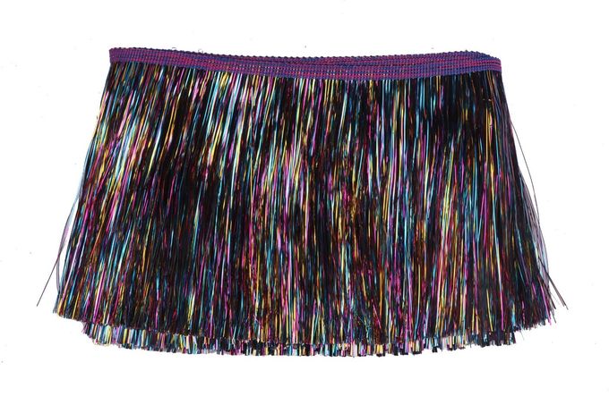 YYCRAFT 6" Wide Tinsel Fringe Tinsel Trim Tinsel Garland Dance Costume Fringe Trimming Shiny Foil Effect Party Decor(10 Yards,Rainbow Black) - Image 1