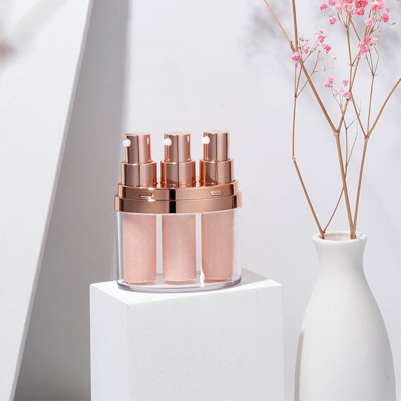 Three Tube Push Down Bottle Push Down Sub Bottle Cosmetics Liquid Bottle Empty Bottle - Image 3