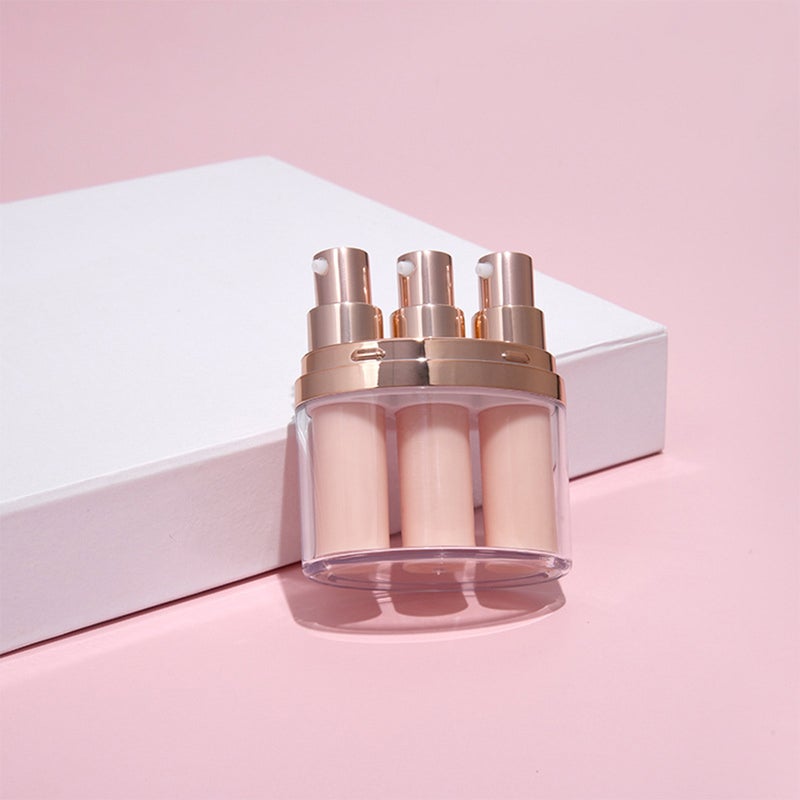 Three Tube Push Down Bottle Push Down Sub Bottle Cosmetics Liquid Bottle Empty Bottle - Image 1