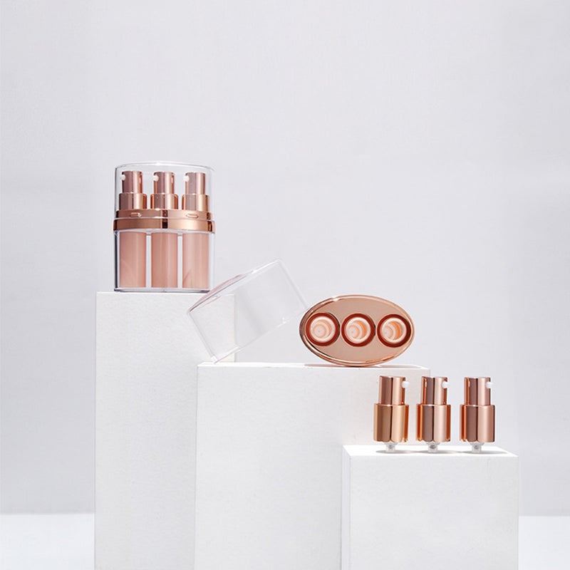Three Tube Push Down Bottle Push Down Sub Bottle Cosmetics Liquid Bottle Empty Bottle - Image 2