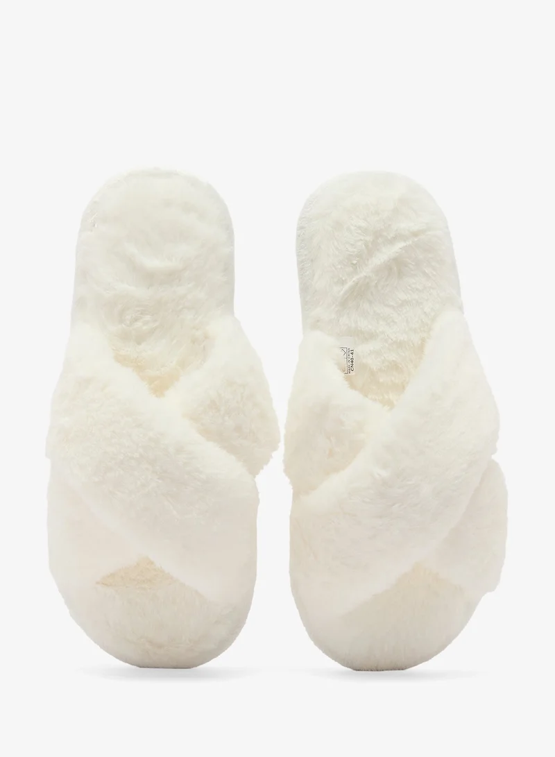Ginger White Fur Bedroom Slippers for Women | Best Price UAE