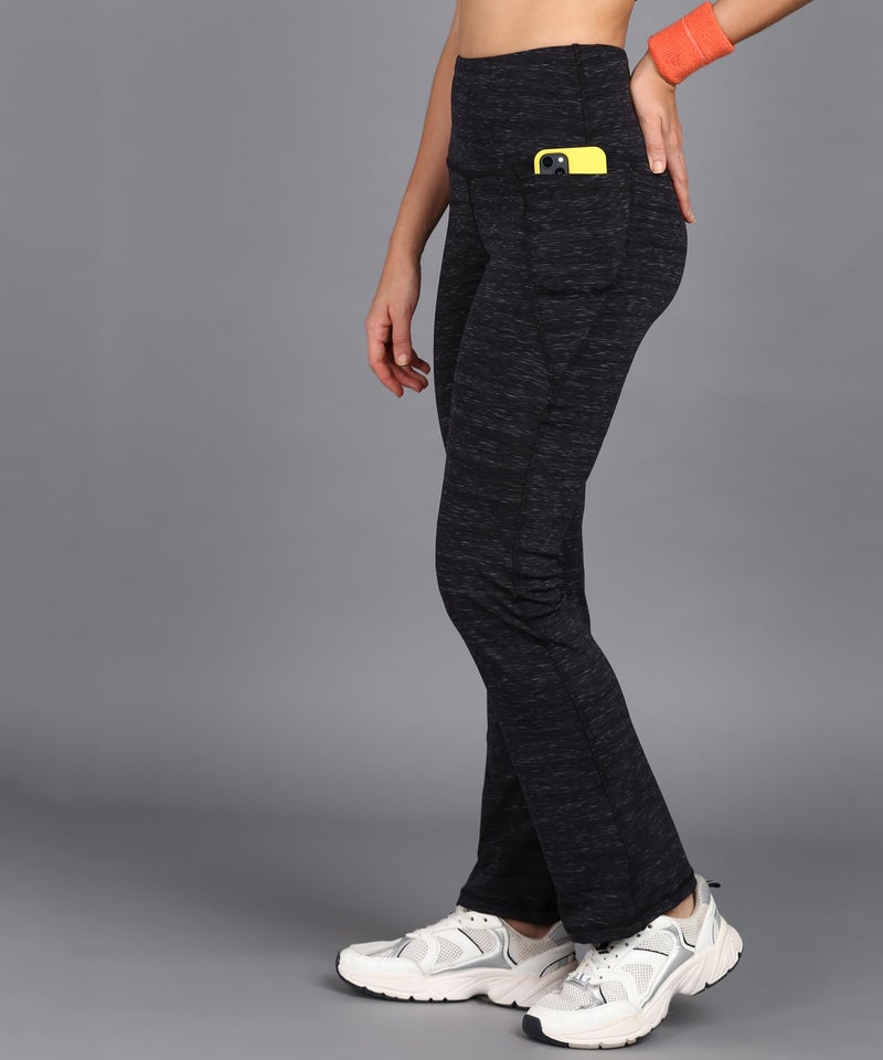 Rock Paper Scissors Women Premium Flare High Rise Gym Pants High-Waisted, Sweat-Wicking, Athletic Fit Wide Leg Gym Tights for Working Out, Pilates,Yoga, Fitness & Training Black, Small - Image 4