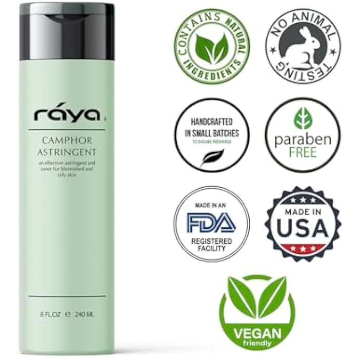 RAYA Camphor Astringent (204) - Facial Toner for Oily and Break-Out Skin, Dries Up Blemishes and Controls Excessive Oiliness, Made with Camphor and Eucalyptus, Skin Essence for Acne Prone Skin, 8 oz - Image 4