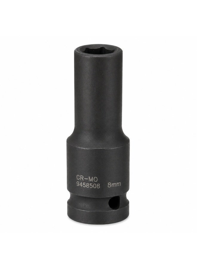 8mm Deep Impact Socket, 1/2 Inch Drive, 6 Point Cr-Mo Chrome Molybdenum Steel Socket for Impact Wrench, Ratchet and Breaker Bar - Image 1