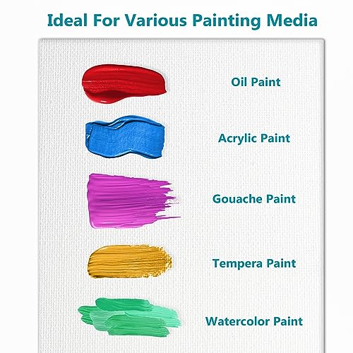 KEFF Canvas for Painting - 12-Pack 8x10 Canvas Value Pack - 100% Cotton Triple Primed Small Canvases for Painting. Mini Canvases Bulk Set for Acrylic, Oil, Watercolor&Tempera - Art Supplies for Adults - Image 4