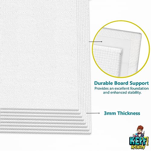 KEFF Canvas for Painting - 12-Pack 8x10 Canvas Value Pack - 100% Cotton Triple Primed Small Canvases for Painting. Mini Canvases Bulk Set for Acrylic, Oil, Watercolor&Tempera - Art Supplies for Adults - Image 5