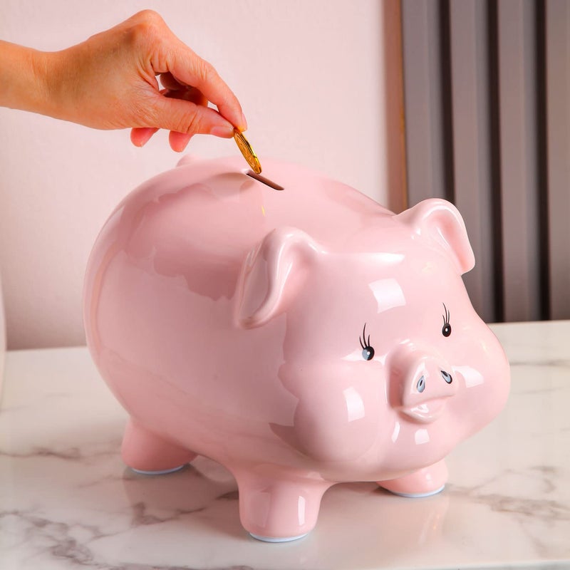 PIG WORLD 11'' Large Piggy Bank for Adults Must Break to Open,Ceramic Coin Bank,Girls Piggy Bank for Boys,Money Box Jar,Alcancias De Dinero para Adultos NiÃ±os,Money Bank,Modren Home Decor Living Room - Image 4