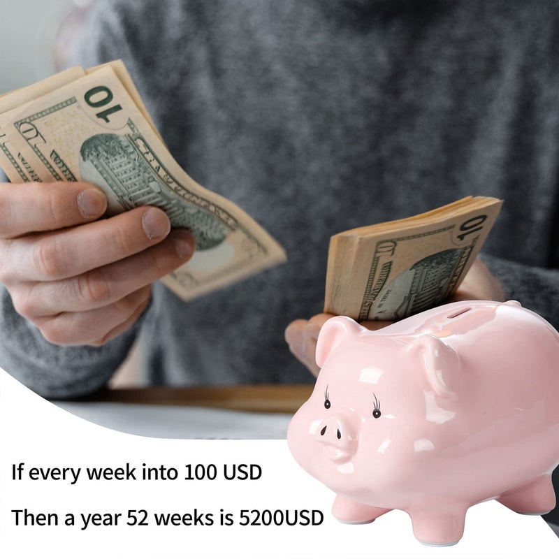 PIG WORLD 11'' Large Piggy Bank for Adults Must Break to Open,Ceramic Coin Bank,Girls Piggy Bank for Boys,Money Box Jar,Alcancias De Dinero para Adultos NiÃ±os,Money Bank,Modren Home Decor Living Room - Image 3