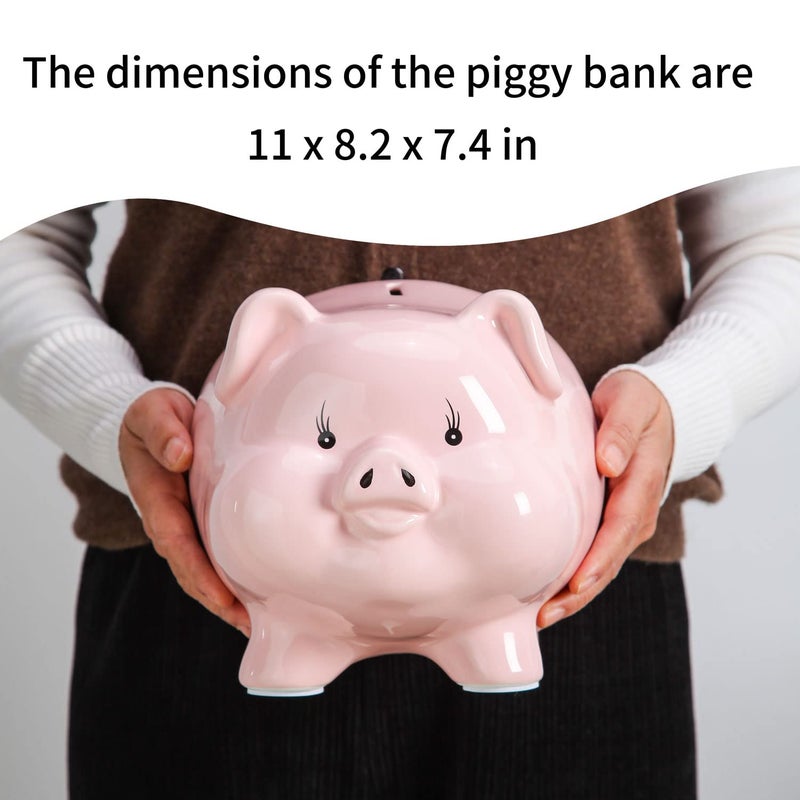 PIG WORLD 11'' Large Piggy Bank for Adults Must Break to Open,Ceramic Coin Bank,Girls Piggy Bank for Boys,Money Box Jar,Alcancias De Dinero para Adultos NiÃ±os,Money Bank,Modren Home Decor Living Room - Image 2