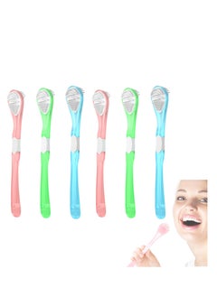 SYOSI Adult Tongue Scraper and Cleaning Brush Double-Sided Soft Coating Portable Food-Grade Oral Massage 3-Color 6 Pack  - Image 1