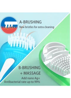 SYOSI Adult Tongue Scraper and Cleaning Brush Double-Sided Soft Coating Portable Food-Grade Oral Massage 3-Color 6 Pack  - Image 5