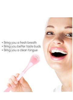 SYOSI Adult Tongue Scraper and Cleaning Brush Double-Sided Soft Coating Portable Food-Grade Oral Massage 3-Color 6 Pack  - Image 2