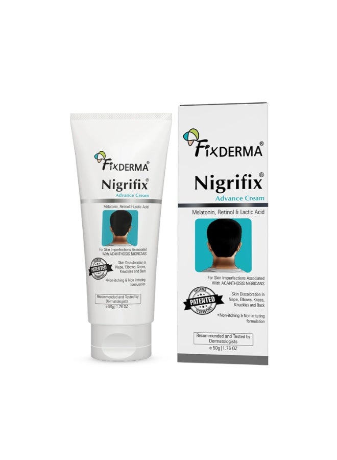 Fixderma Nigrifix Advance Cream for Acanthosis Nigricans with Melatonin, Retinol & Lactic Acid | For Dark Body Parts like Neck, Ankles, Knuckles, Armpits, Thighs & Elbows | Dermatologist Tested - 50g - Image 1