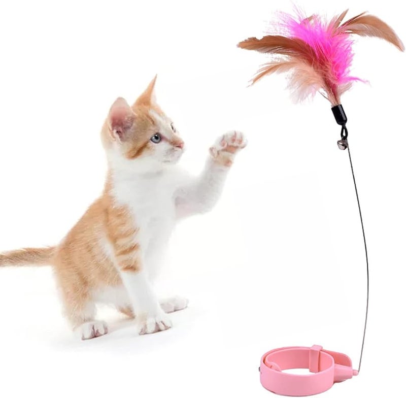Cat Interactive Wand Toy with Bell Flexible Fun for Indoor Play Pink - Image 2