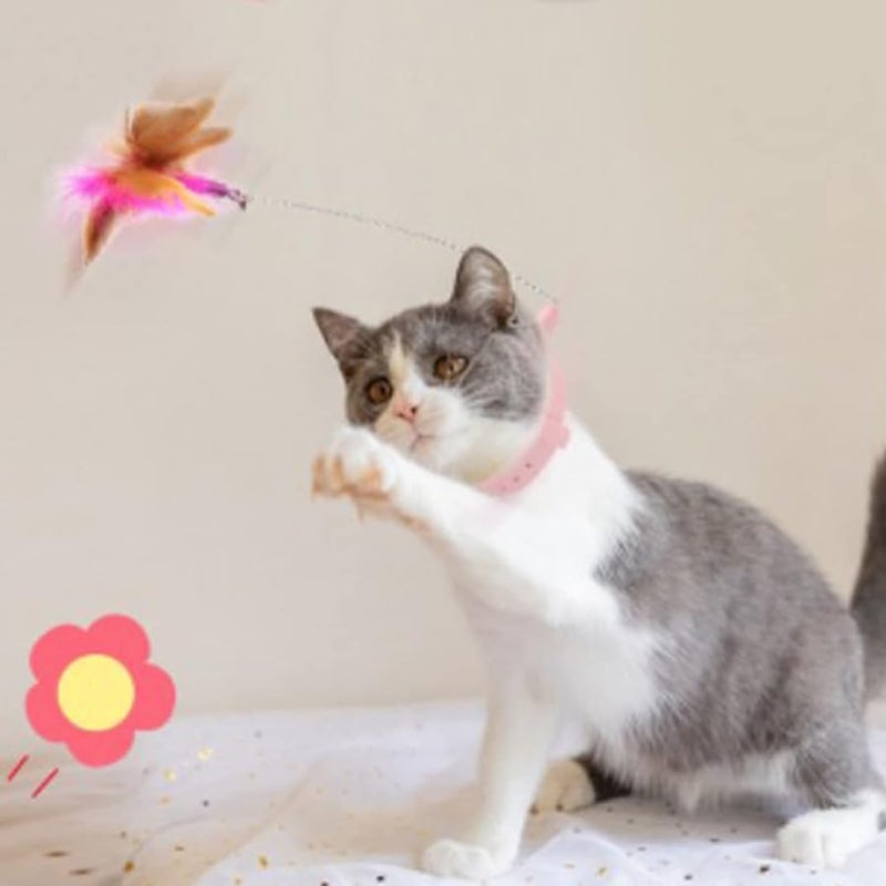 Cat Interactive Wand Toy with Bell Flexible Fun for Indoor Play Pink - Image 3