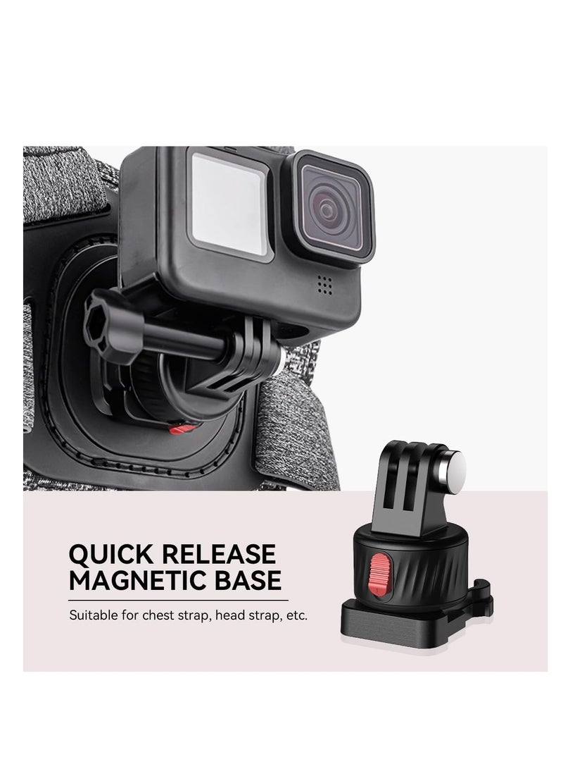 SYOSI Magnetic Quick Release Adapter for Gopro, 4 in 1 Tripod Mount Accessories, for Bike/Helmet/Clamp Clip Mount/Suction Cup Fit for GoPro Hero 12 11 10 9 8 7 6 5, Black insta360 DJI Action Camera  - Image 4