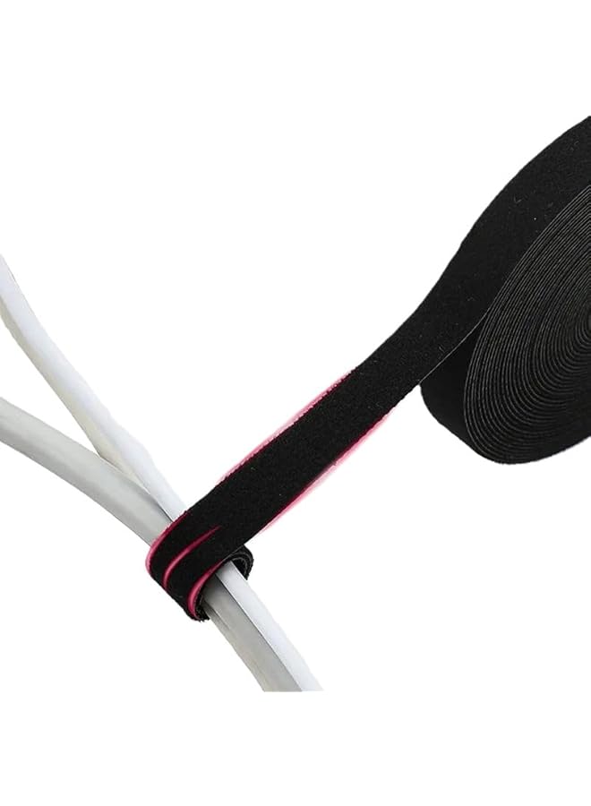 PROMASS Cable Management Strap, Self-Gripping Hook and Loop Fastener, Black, White, Green, Reusable Wire Organizer, 1 m, Pack of 3  - Image 1