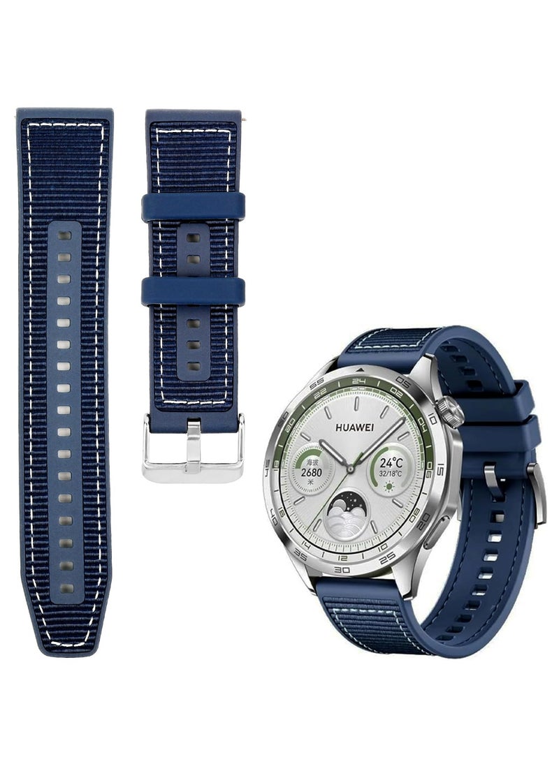 Straps Compatible with Huawei Watch 46MM GT5/GT4/GT3/GT3 Pro/GT2/GT2e/GT/GT Runner,Huawei Watch 4/4 Pro/3/3 Pro,Honor Watch 4 Pro/GS3/Magic Watch 2,Nylon Braided Silicone Band for Men, Women,Blue  - Image 4
