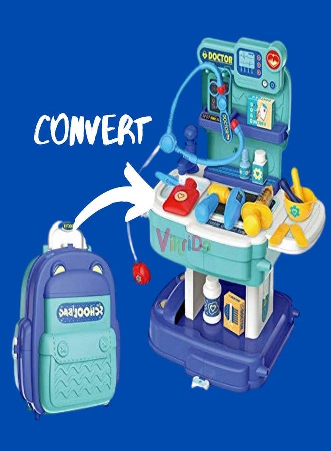 VikriDA 2020 Pretend Play Baby & Toddler Doctor Set for Kids Medical kit Toys for Boys & Girls (Set of 31 pcs)-Blue - Image 5