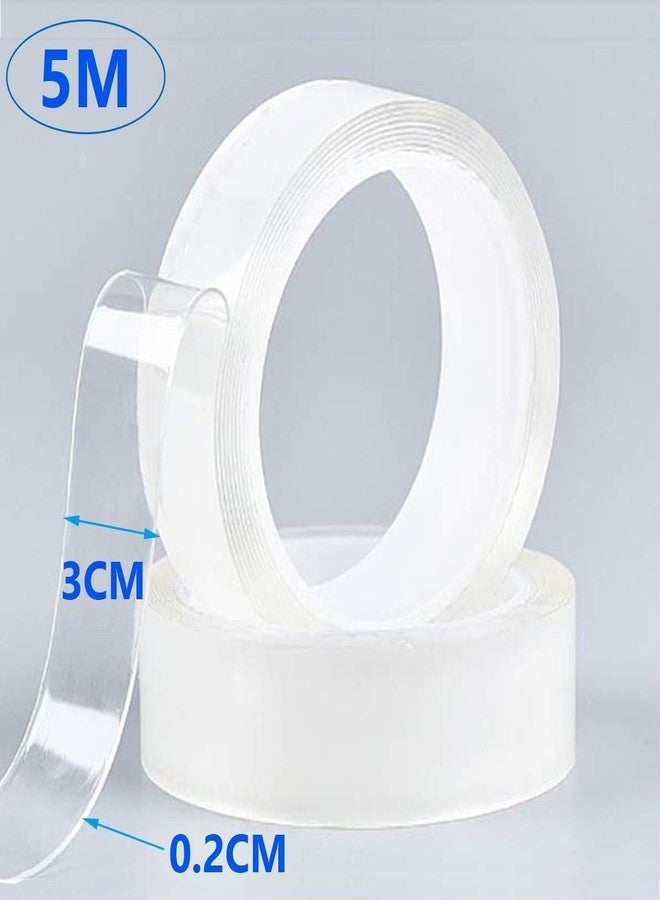 Delzon Sided Adhesive Silicon Tape, Transparent Adhesive for Walls，Washable Reusable Strong Strips Gel Grip Tape (3cmx5M) - Image 2