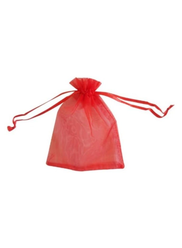 حقائب أورجانزا بأربطة مقاس 7 × 9 سم وحقائب مجوهرات وحلويات وحفلات الزفاف وحفلات الزفاف (أحمر، 100 قطعة) - Image 2