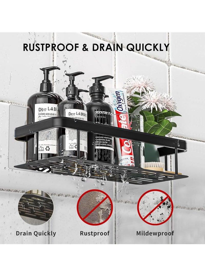 HOMESTAR 2 Pieces Adhesive Floating Shelves, Bathroom Wall Organizer, Storage Rack for Bathroom, Kitchen, Bedroom, Black - Image 3