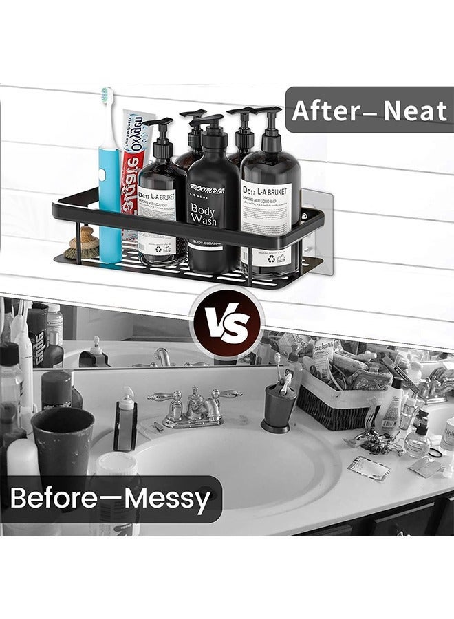HOMESTAR 2 Pieces Adhesive Floating Shelves, Bathroom Wall Organizer, Storage Rack for Bathroom, Kitchen, Bedroom, Black - Image 2