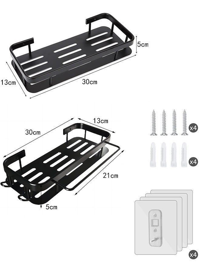 HOMESTAR 2 Pieces Adhesive Floating Shelves, Bathroom Wall Organizer, Storage Rack for Bathroom, Kitchen, Bedroom, Black - Image 4