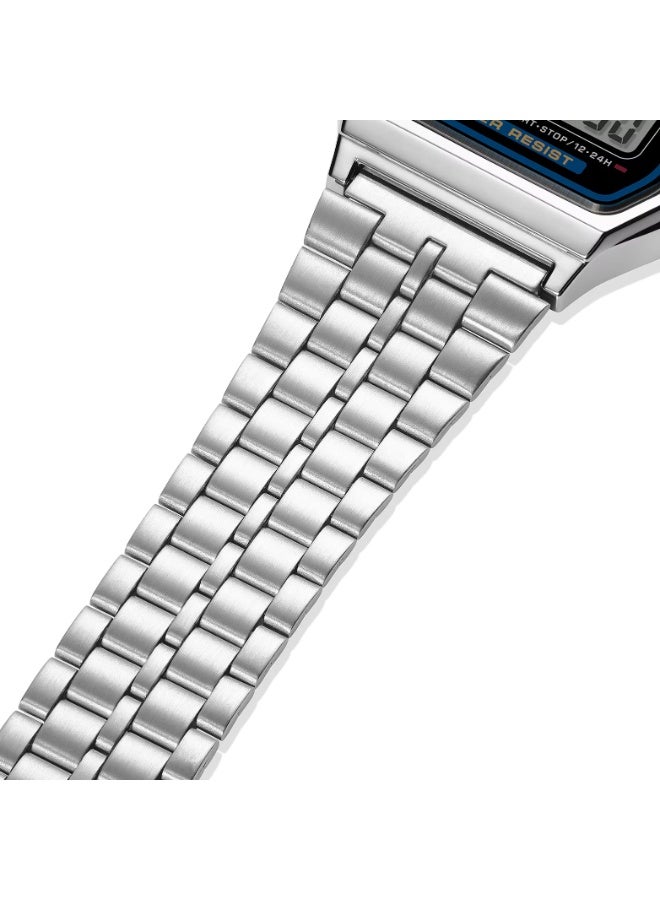 كاسيو ساعة كاسيو رقمية رجالية A159W-N1DF – بقرص أسود، سوار فضي من الفولاذ المقاوم للصدأ، مقاومة للماء - Image 4