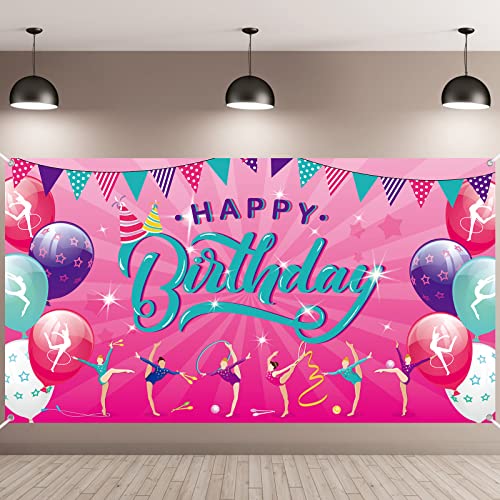 Panelee Gymnastics Birthday Party Decorations Gymnastics Photography Backdrops for Birthday Baby Girl Shower Party Supplies - Image 1