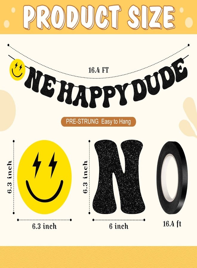 Tellingyou One Happy Dude Banner One Happy Dude 1st Birthday Party Decorations First Birthday Party Decor Hippie First Birthday Banner for Baby Shower Birthday Hippie Party Decoration Supplies - Image 2