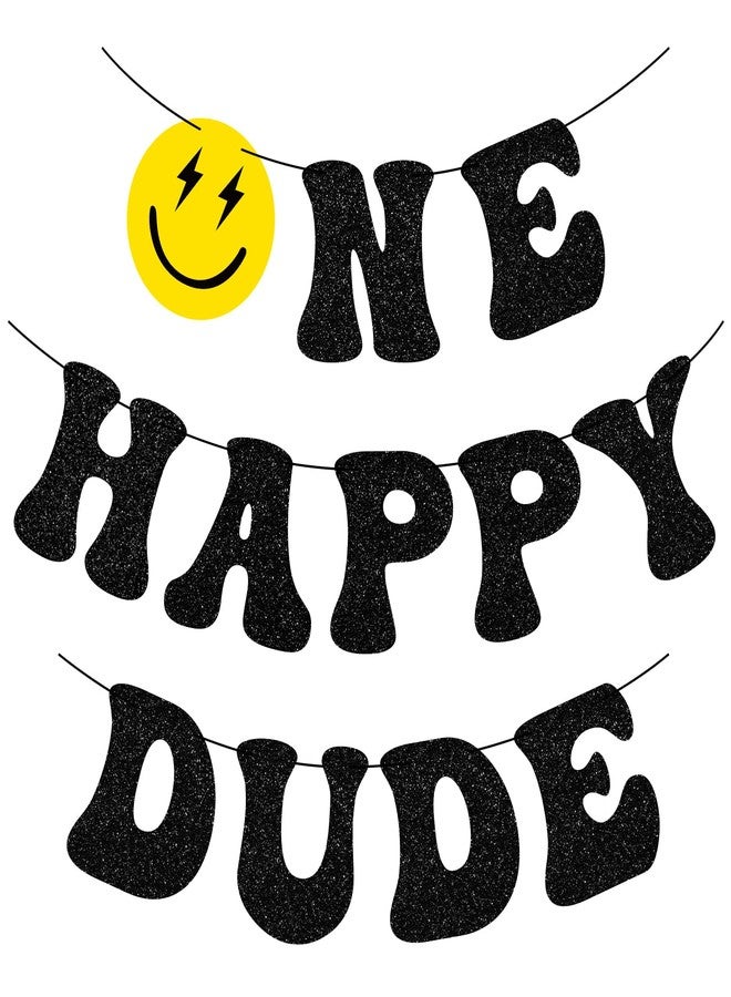 Tellingyou One Happy Dude Banner One Happy Dude 1st Birthday Party Decorations First Birthday Party Decor Hippie First Birthday Banner for Baby Shower Birthday Hippie Party Decoration Supplies - Image 1