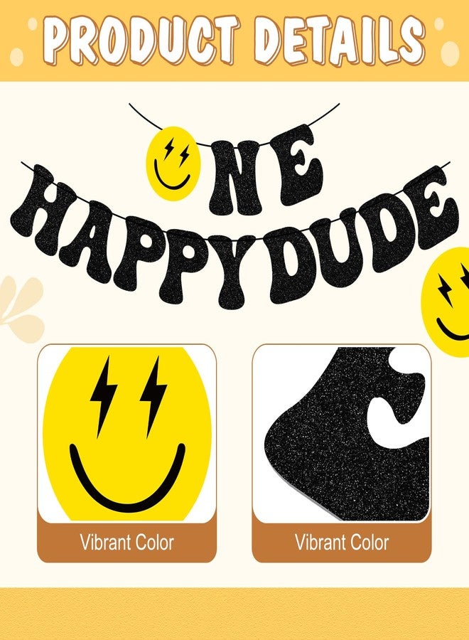 Tellingyou One Happy Dude Banner One Happy Dude 1st Birthday Party Decorations First Birthday Party Decor Hippie First Birthday Banner for Baby Shower Birthday Hippie Party Decoration Supplies - Image 3