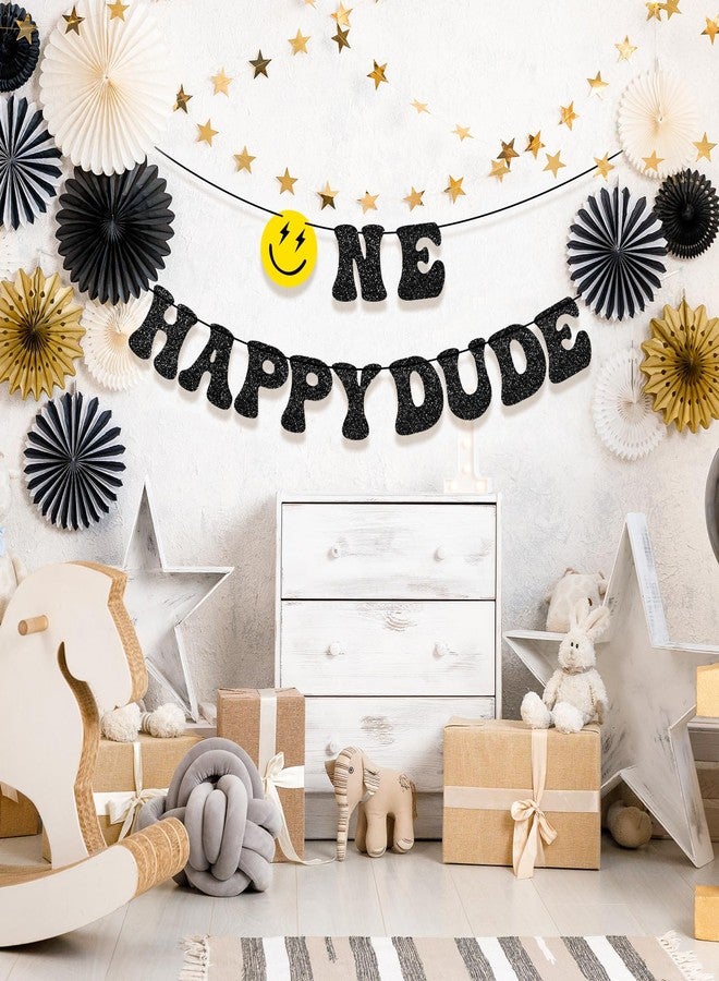 Tellingyou One Happy Dude Banner One Happy Dude 1st Birthday Party Decorations First Birthday Party Decor Hippie First Birthday Banner for Baby Shower Birthday Hippie Party Decoration Supplies - Image 5
