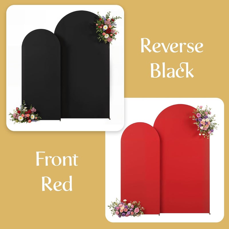 Suppromo Black Red Arch Cover 2 Set-7.2 and 6ft Arch Backdrop Cover Spandex Wedding Arch Stand Covers for Birthday Party Baby Shower Retirement Graduation Banquet Halloween Photo Background Decorations - Image 2