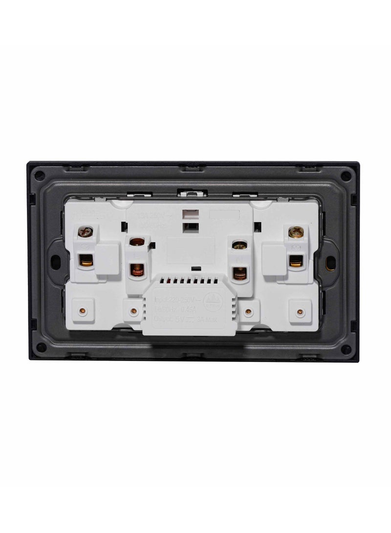 Donmarco 2 Gang Double UK Socket 13A - USB + Type-C (5V 3.1A) – Ultra Thin Glass, Dual Charging Ports, Fire-Resistant , 3-Year Warranty, 13A Power (Matt White) | Wall Socket Power Outlet  - Image 4