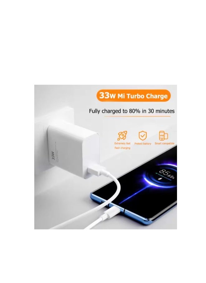 Generic - 33W Turbo Fast Charger With Type C Charging Cable - white - Image 1