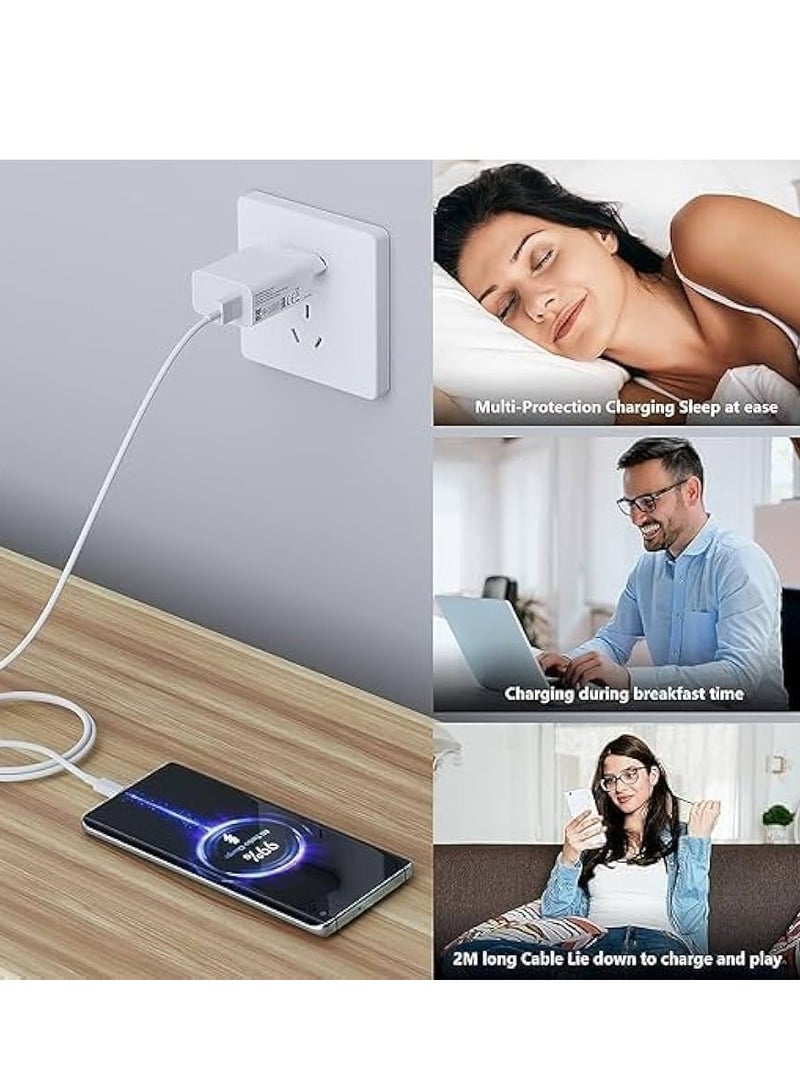 33W Turbo Fast Charger With Type C Charging Cable - white - Image 4