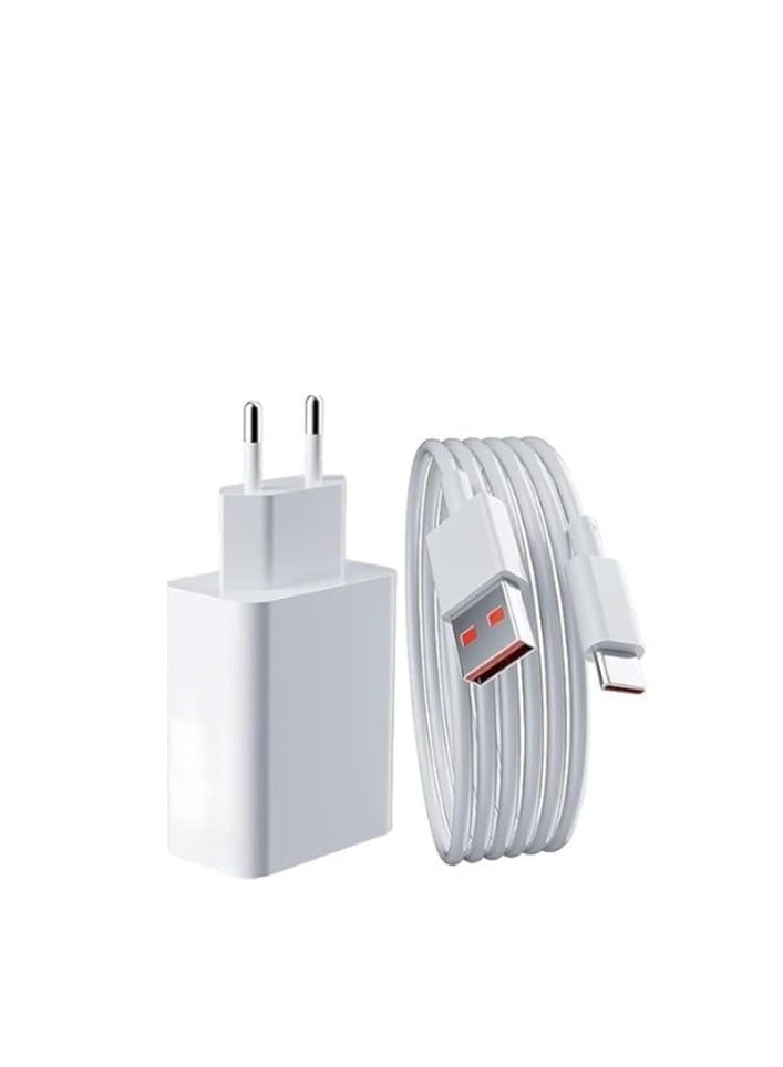 33W Turbo Fast Charger With Type C Charging Cable - white - Image 3