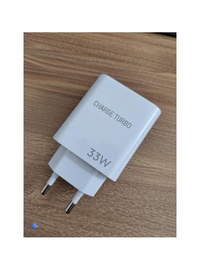 33W Turbo Fast Charger With Type C Charging Cable - white - Image 5
