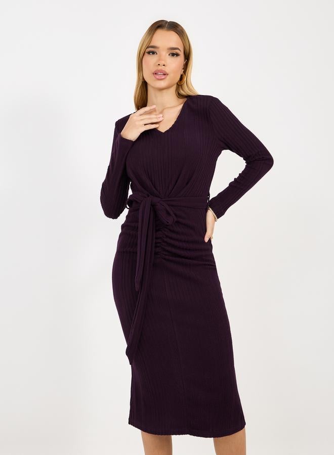 Styli Ribbed Tie-Waist Dress - Image 2